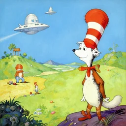 Bohol landscape in the style of Dr. Seuss, starships, painting by Ralph McQuarrie