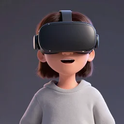 realistic adult pixar character wearing virtual reality