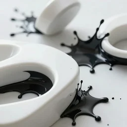 futuristic bioceramic generative design structures, splashed with black paint, clean and crisp, sharp focus, highly reflective