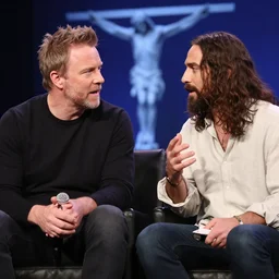 joe rogan talking to jesus christ, detailed photography