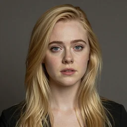 A masterpiece head and shoulders portrait of Elle Fanning, by Grant Wood. 8K. Extremely detailed.