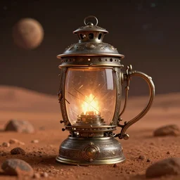 steampunk a cup on mars, intricate detail, hyper detailed, ultra realistic, sharp focus, smooth, octane render, lantern, volumetric, ray tracing, artstation trending, cgsociety, sense of awe, mystical, by wolp and artgerm, midsommar 4 k