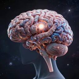 artificial intelligent art made by mimicking biological brains which mirrors the cosmological universe surrealism