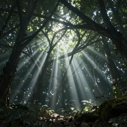 futuristic branching and vaulted canopy structure stretching out across the forest, beautiful dynamic lighting, cinematic, wide angle establishing shot, extremely high detail, photo realistic, cinematic lighting, post processed, concept art, artstation, matte painting, style by eddie mendoza, raphael lacoste, alex ross, volumetric lighting, light rays, photorealistic, ultrarealistic, moody, coronarender, 8k