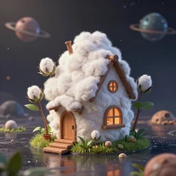 cocoon plant technologic cotton - shaped house on a alien planet, by pixar, smooth, cinematic, wet reflections, ray tracing x, rtx, smooth