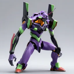 hyper detailed 3 - d rendering of a purple and green mech from neon genesis evangelion, unit 0 1