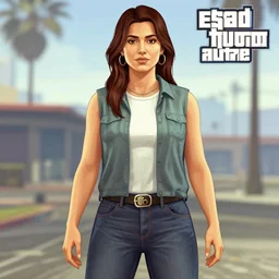 esperanza aguirre in gta v, cover art by stephen bliss, artstation