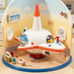 the interior of a cozy clockpunk fisher price space ship