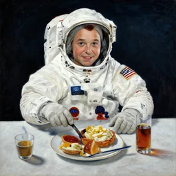 impressionism painting American Breakfast in space drawn by Alan Bean