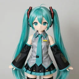 Narupajin Miku in japanese bjd dolls style, in uncanny valley style, 4k photo