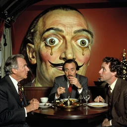 the eyes of Jim Carrey literally melting, it\'s Christmas and wholesome, Jean-Luc Piccard watches on. They are on the Starship Cottage. In the style of Salvador Dali.