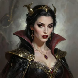 Majestic and regal portrait of a riveting female vampire, intricate, epic, elegant, menacing, fantasy, photo realistc, digital painting, hard focus, beautiful volumetric lighting, epic light, ultra detailed, by Leesha Hannigan, Ross Tran, Thierry Doizon, Kai Carpenter, Ignacio Fernández Ríos