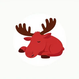 sleepy red moose, logo, vector art, minimalism,