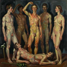 photorealism of American plagues by Amedeo Modigliani dreamlike, realistic detailed chaotic wide angle lens dark lighting