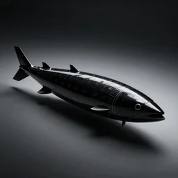 a spaceship with a classic, simple design, about twenty yards long and shaped like a flattened salmon. it is very clean, very sleek, and completely black. it is so extremely dark that it is hard to make out the shape.