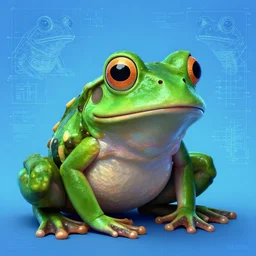 portrait of eerie frog in the style of Rob Lefield and Dan Mumford , trending on artstation, digital art,surrealism ,macro,blueprint ,vaporwave ,