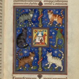 illuminated manuscript with cats