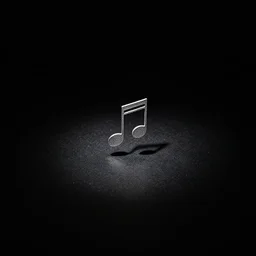 fully black background with a tiny musical note in the center, line art,