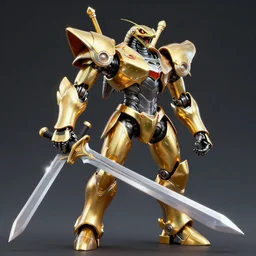 a stylized image of a robot holding a sword, a screenshot by Mór Than, featured on polycount, cobra, made of liquid metal, shiny, glorious