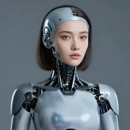 portrait photo of a beautiful female ( ( ) ) cyborg