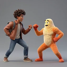 anthropomorphic representation of Dall-e 2 fighting anthropomorphic representation of Stable Diffusion