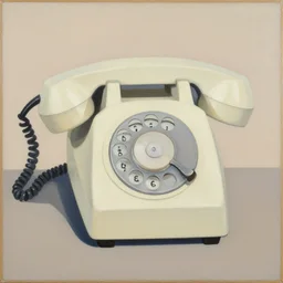 A abstract painting in the style of Sophie Taeuber-Arp and Gary Hume and Tatsuro Kiuchi, flat colour-block style, geometric abstraction, depiction of a rotary dial phone, earthy light pastel colours