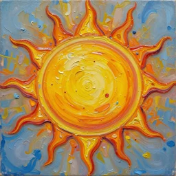 beautiful sun, oil, acrylic, canvas, texture, 1 9 8 0's, crafty, abstract, super - realism, over - the - top, extreme details, totally realistic, amazing, extreme, hyper - realistic, abstract, surreal