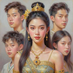 4 k detailed and intricate linework oil painting portrait of the beautiful princess of phuket, an ultrafine illustration by kittichai rueangchaichan, irakli nadar, pastel colors, 3 d rendered, global illumination, radiant light