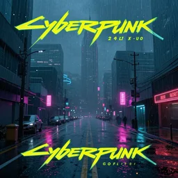 “cyberpunk rainy neon”