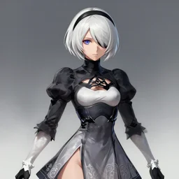2B Nier Automata, painted by Dhabih Eng, trending in artstation, artstationHD, artstationHQ