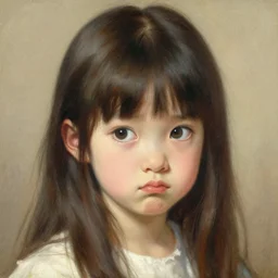 a detailed portrait of an adorable anime girl, frown, a painting by gaston bussiere, craig mullins, j. c. leyendecker