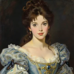 portrait of a stunningly beautiful french glamour model, wearing an exquisite gown, greg manchess painting by sargent and leyendecker, studio ghibli fantasy close - up shot asymmetrical intricate elegant matte painting illustration hearthstone, by greg rutkowski by greg tocchini by james gilleard
