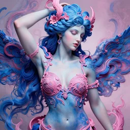 aphrodite goddess of love, intricate and vibrant natural colours, seductive, portrait, incredible blue and pink illustration, exquisite detail, octane render, 8 k, post - processing, deviantart, high detail, stylized portrait