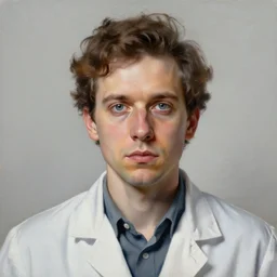 highly detailed masterpiece portrait painting of a scientist with histrionic personality disorder, trending on artstation.