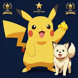 A hybrid of pikachu!!! and a blond terrier!!!!! anime art, pokemon, digital art, detailed, award winning