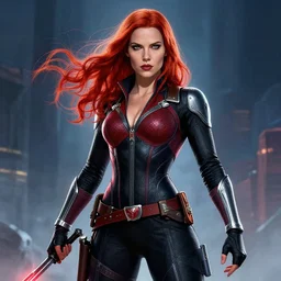 maria grazia cucinotta as black widow, fantasy art, in the style of artgerm, illustration, epic, fantasy, intricate, hyper detailed, artstation, concept art, smooth, sharp focus, ray tracing, vibrant, photorealistic, simon bisley