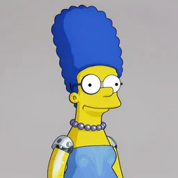 Marge Simpson as a robot with glasses, art deco design, by Mandy Jurgens and Warhol, Ernst Haeckel, James Jean, artstation, concept art