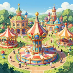 a candy amusement park in fairy tale ， extremely detailed, sharp focus, wide view, full body shot, smooth, digital illustration, by james jean, by rossdraws, frank franzzeta, mcbess, sakimichan, brosmin, danton fadeev, steve simpson