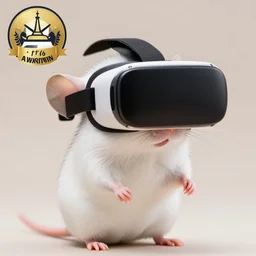a cute mouse wearing a vr headset, photography, 1 7 mm, f / 1 6, award wining photography, close up, soft lighting