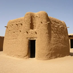 High-quality photography of an old West African house made of mud bricks, Timbuktu, National Geographic