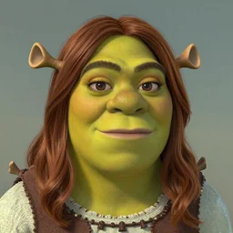 Emma Stone as a female version of Shrek, she has shrek  nose, ears features, with green skin, fully detailed, high quality , 4k , octane render , soft lightening , masterpiece