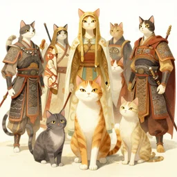 A beautiful illustration of a civilization of anthropomorphic Feline warriors by Victo Ngai | Graphic Novel, Visual Novel, Colored Pencil, Comic Book:.3 | unreal engine:.5 | establishing shot
