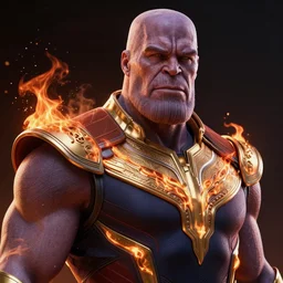 Thanos portrait, The Avengers digital art, intricate fire designs, elegant, highly detailed, sharp focus, art by Artgerm and Greg Rutkowski and WLOP