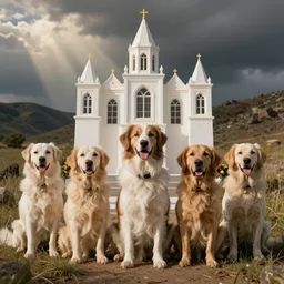 dogs dressed like mormons in an endowment ordinance
