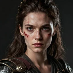 portrait, a beautiful human warrior, dramatic lighting, strong imposing appearence, highly detailed face, scarred, donato giancola, jc leyendecker, artemisia gentileschi, smooth, intricate, highly detailed, high fantasy