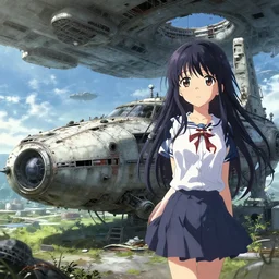 Abandoned and derelict spaceship in the style of Shōjo Shūmatsu Ryokō (girl's last tour) Tsukumizu, pixiv, pinterest anime, art by Steve Hanks, art by Alyssa Monks, endless summer art, realistic, wide focus, 8k ultra, insanely detailed, intricate, elegant, art by Laurie Lipton, digital art by James Clyne, art by Steve Hanks