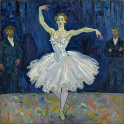 detailed expressionist!! oil painting masterpiece portrait of a dancer on stage!! by van gogh, 8 k resolution, smooth, sharp focus, matte painting, beautiful masterpiece expressionist painting