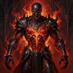Doom themed painting of symmetrical torso black and crimson inferno armor with extended evil armored hands concept, intricate artwork by H.R. Giger, Johnatan Wayshak, Zdizslaw Beksinski, Ayami Kojima, Amano, Karol Bak, Moebius, and Mark Brooks, Neo-Gothic, gothic, rich deep colors, art by Takato Yamamoto, masterpiece, face by Artgerm, very coherent artwork, cinematic, hyper realism, high detail, octane render, unreal engine, 8k, High contrast, golden ratio, trending on cgsociety