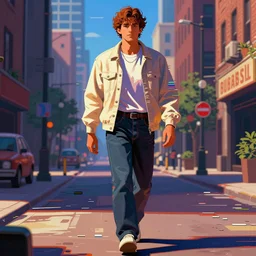 glitchy corrupt jpeg of a man walking in PS1 game city