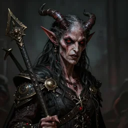 a detailed portrait of a tiefling, pathfinder portrait, demonic, demon, horror art, dndart, artstation fantasy portrait, 4 k, hires, grimdark,, art by greg rutkowski and alphonse mucha